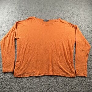 Eskandar Top Womens O/S Linen Long Sleeve Orange Crewneck Lightweight Flaw